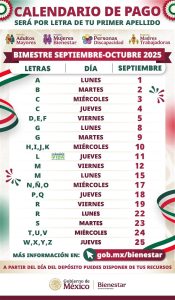 Buenos días 😃 Del 1 al 25 de septiembre se realizará el depósito correspondiente al bimestre septiembre-octubre de los programas