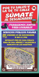 POR TU SALUD Y LA DE TU CALLE, SÚMATE AL DESCACHARRE