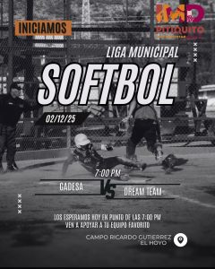 ❗️INICIAMOS LIGA MUNICIPAL DE SOFTBOL❗️  HOY MARTES 02 DE DICIEMBRE LOS ESPERAMOS…