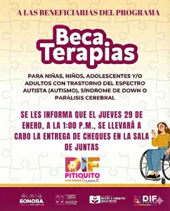 ENTREGA DE BECA TERAPIAS A NIÑOS Y JOVENES DE LA LOCALIDAD